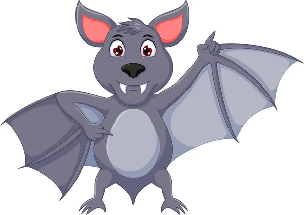 Carino pipistrello cartone animato in piedi con agitazione e sorriso — Foto Stock