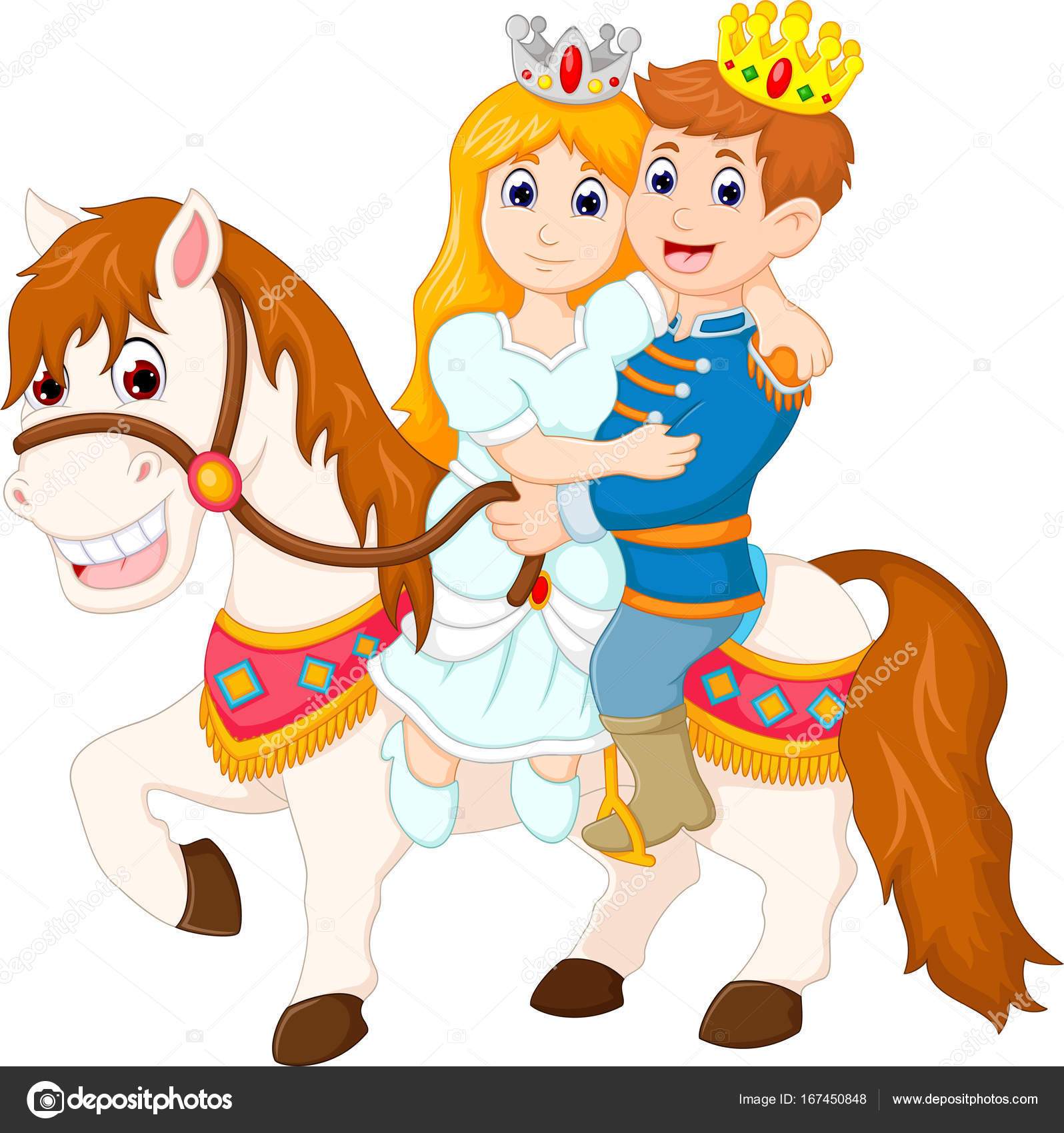 Sweet king and queen cartoon up horse with smile happiness Stock Photo by  ©starlight789 167450848