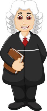 ayakta serin yargıç karikatür kitap gülümseme ile getir