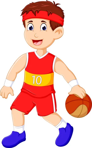 Schöner Basketballspieler Karikatur in Aktion mit Lächeln — Stockfoto