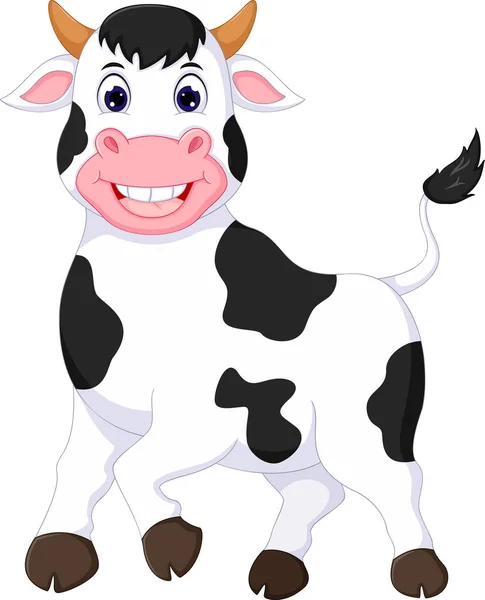 Grappige koe cartoon permanent met lachen — Stockfoto