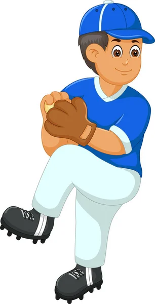 Knappe honkbal speler cartoon in actie — Stockfoto