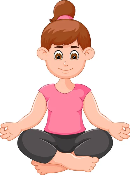 Yoga sport coach cartoon practicing with enjoy and smile — Stock Photo, Image