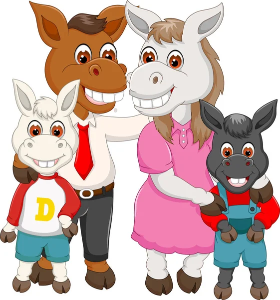 Glückliche Familie Von Pferd Cartoon — Stockfoto