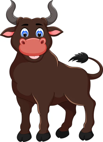 cute bull cartoon standing with laughing