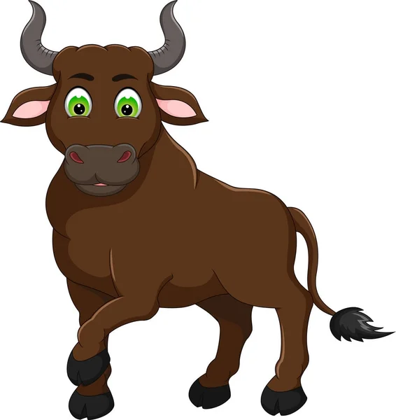 Cute Bull Cartoon Standing Smile — Stock Photo, Image