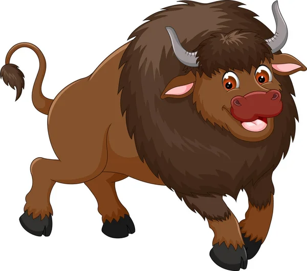 handsome bison cartoon walking with laughing