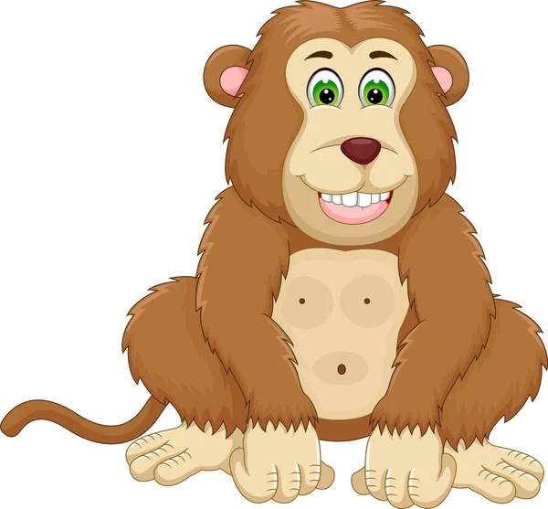 Funny Gorilla Cartoon Sitting Smiling — Stock Photo, Image