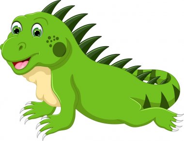 komik iguana karikatür ile gülümseyerek poz