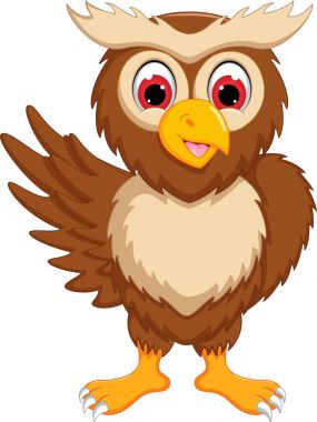 gülümseme ile ayakta ve sallayarak şirin baykuş çizgi film