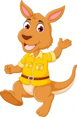 funny kangaroo cartoon smile with dancing clipart