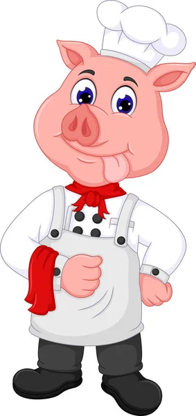Süße Schweinekoch Karikatur Mit Herausgestreckter Zunge — Stockfoto