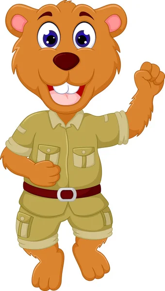 Funny Bear Cartoon Standing Hand Smile — Stock Photo, Image