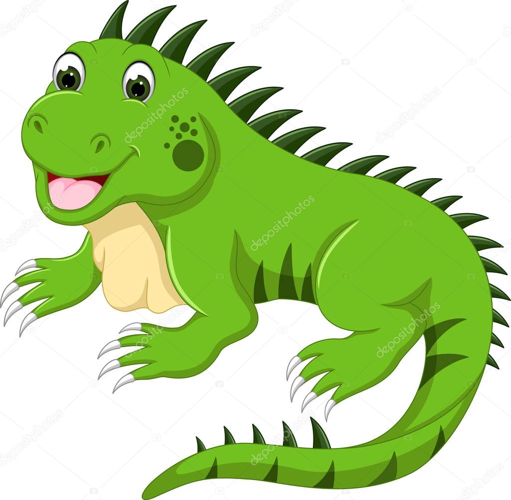 Cute Iguana Cartoon Standing Laughing — Stock Photo © starlight789