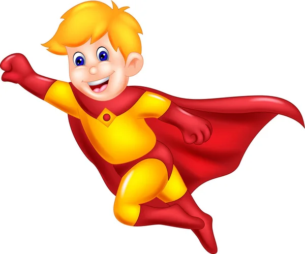 Bonito Super Homem Desenhos Animados Voando Com Rindo — Fotografia de Stock