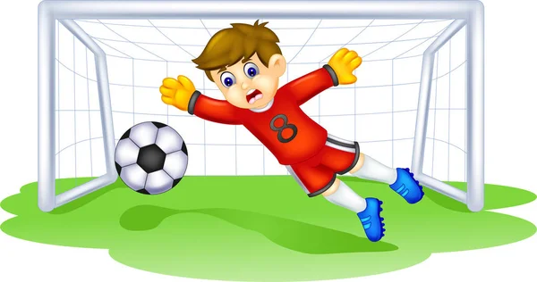 Handsome Goalkeeper Cartoon Action — Stock Photo, Image