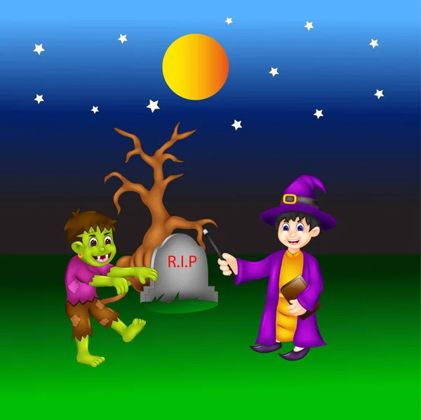 View Halloween Party Cartoon — Stock Photo, Image