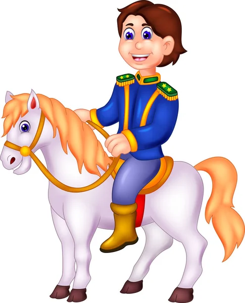 handsome prince cartoon up horse with smile