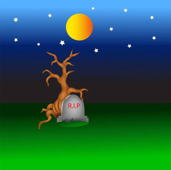 Scenico Cartone Animato Halloween Nella Notte — Foto Stock