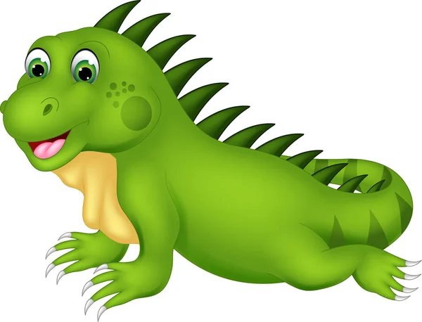 Mignonne Iguane Dessin Animé Posant Avec Rire — Photo