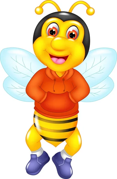 Lustiger Bienen Cartoon Fliegt Mit Lachen — Stockfoto