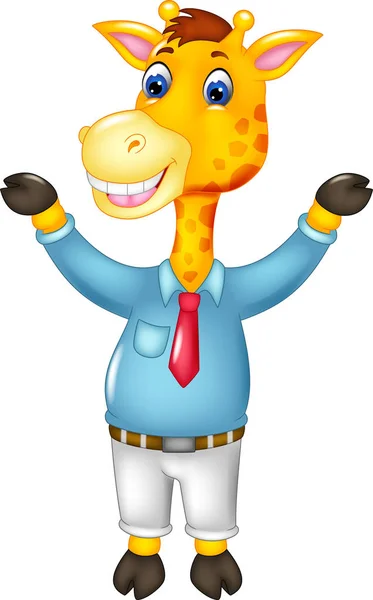 Komik Zürafa Gülümsemeyle Neşeli Ayakta Çizgi Film — Stok fotoğraf