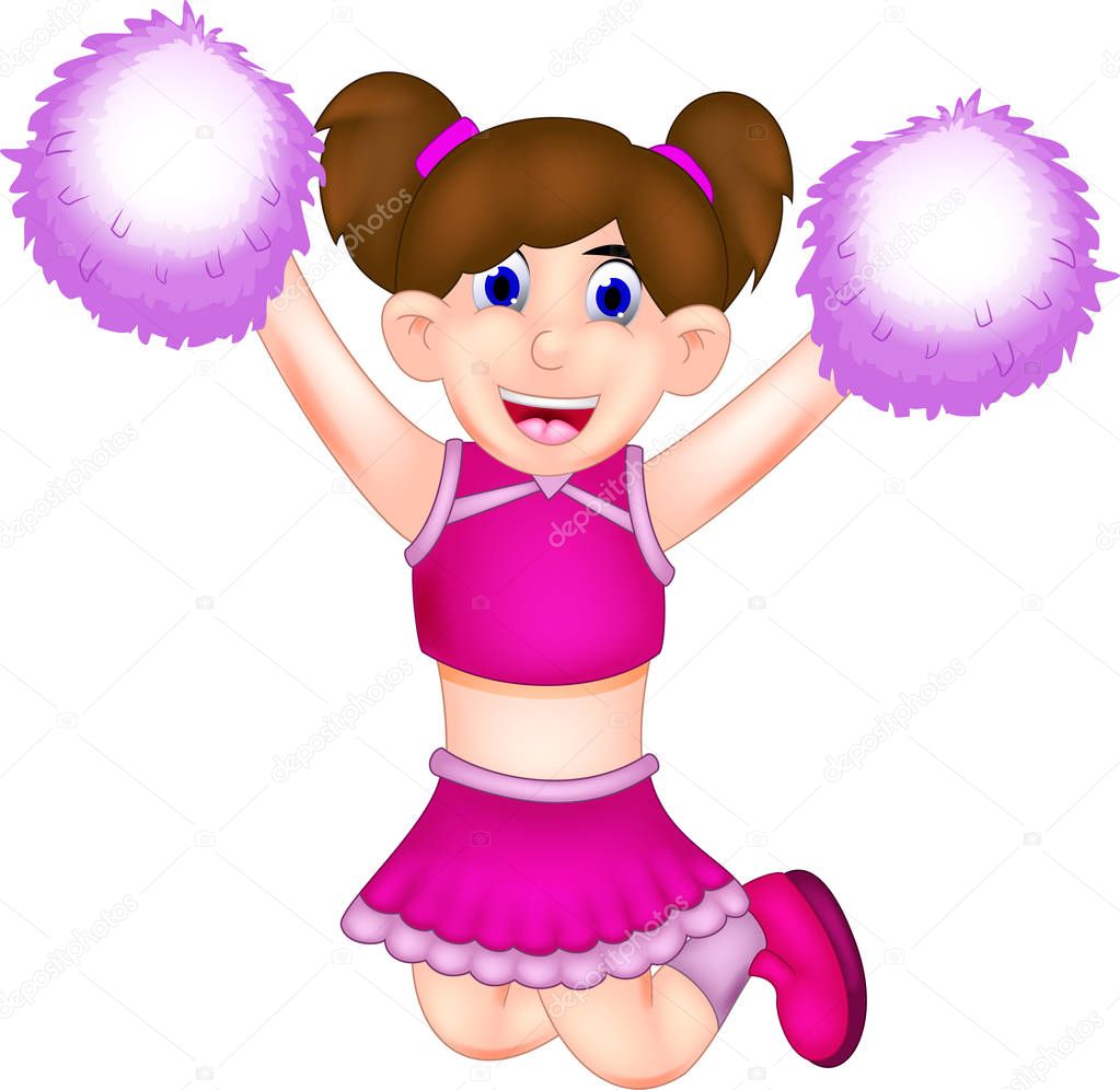 beauty cheerleading cartoon jumping with smile