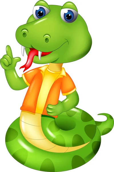 Cute Snake Cartoon Standing Smile Pointing — Stock Photo, Image
