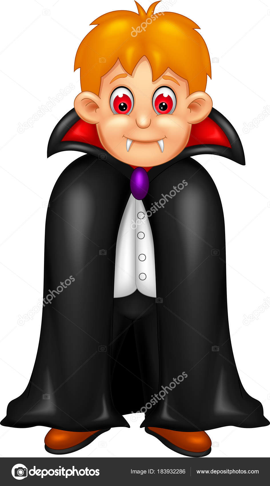 Lindo Vampiro Dibujos Animados Pie Con Risa Vector de stock #183932286 de  ©starlight789, image size:945x1700