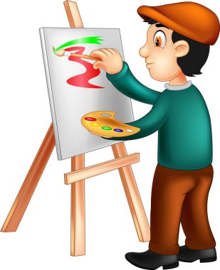kağıt üzerine resim ile ayakta şirin esnaf resim karikatür