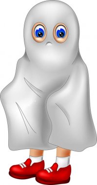 sevimli çocuk çizgi film halloween kılık kullanarak ayakta