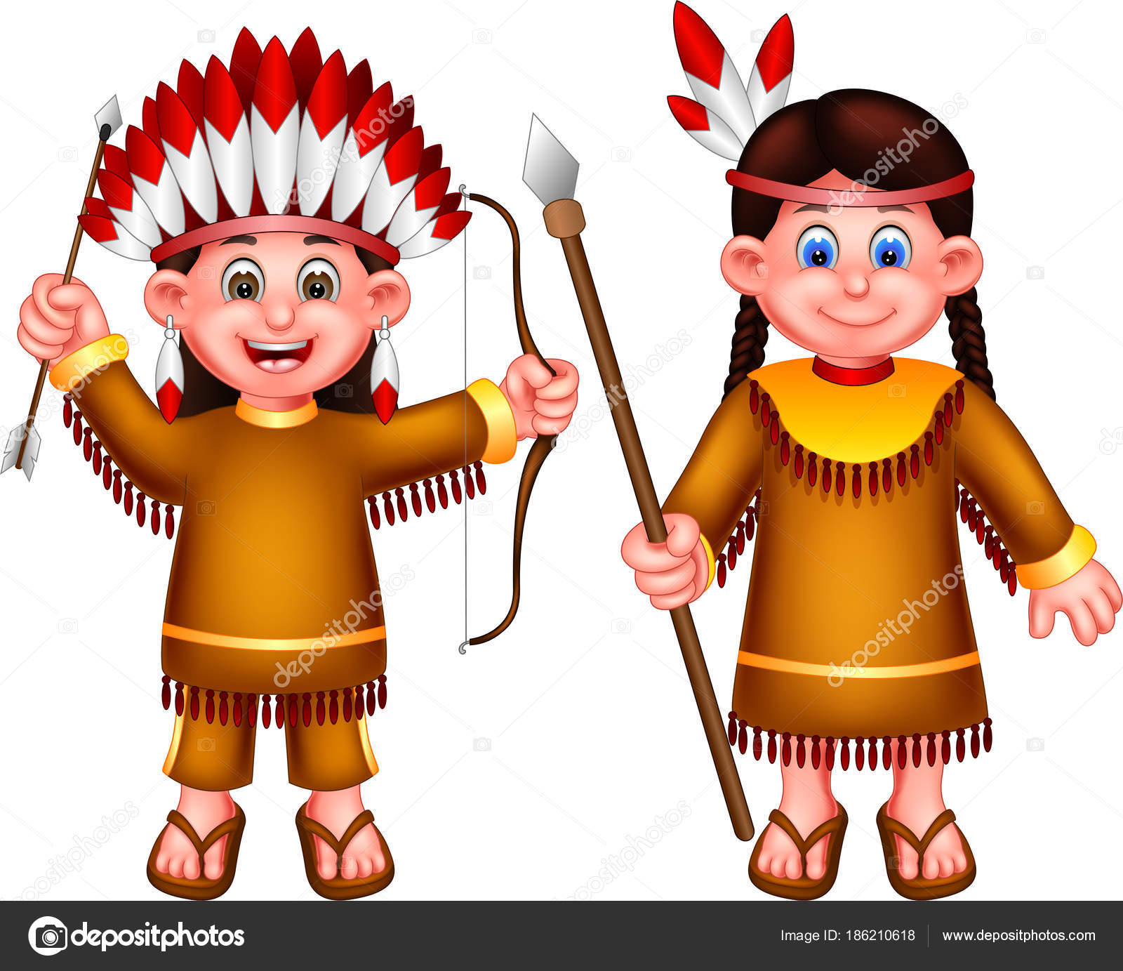 Sweet Indian Girl Cartoon Standing Laughing Bring Weapons