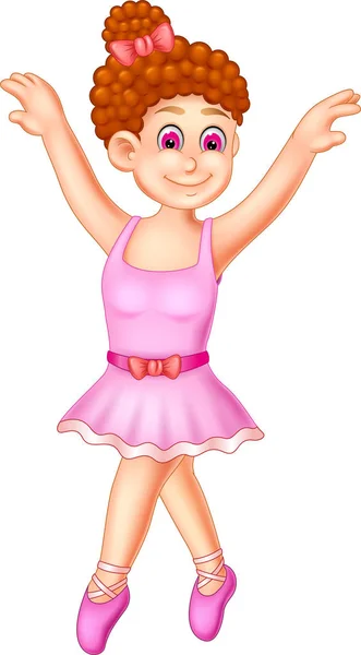 Süße Ballerina Cartoon Posiert Mit Lächeln Und Winken — Stockfoto