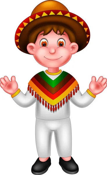 Cute Mexican Boy Cartoon Standing Laughing — Stock Photo, Image