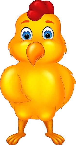 Lustige Gelbe Hühner Karikatur Die Mit Einem Lächeln Steht — Stockfoto