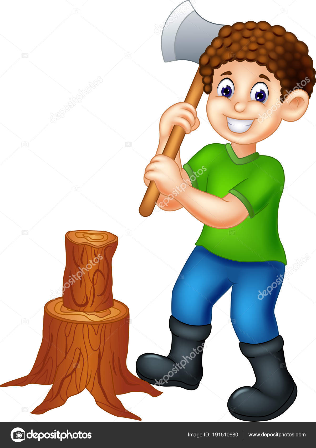Cute Cutter Cartoon Cutting Tree Laugh Waving Stock Vector Image by  ©starlight789 #191510680