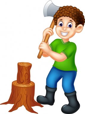 gülmek ve sallayarak şirin kesici çizgi film kesme ağacıyla