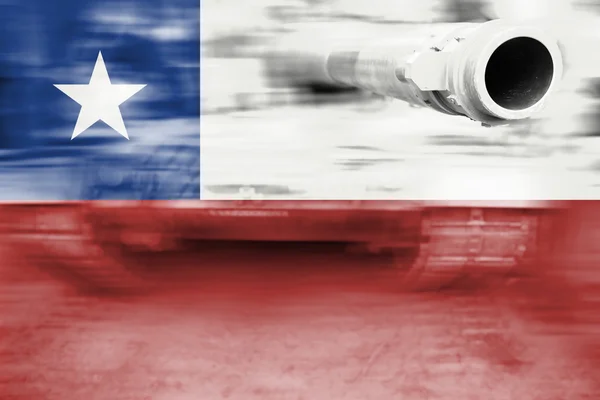 Military strength theme, motion blur tank with Chile flag — Stock Photo, Image