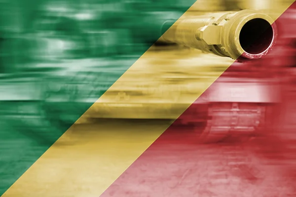 Military strength theme, motion blur tank with Congo flag — Stock Photo, Image