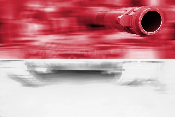 Tema de fuerza militar, tanque de desenfoque de movimiento con bandera de Mónaco — Foto de Stock