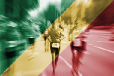 Maraton koşucusu Hareket Bulanıklığı Kongo bayrak karıştırma ile