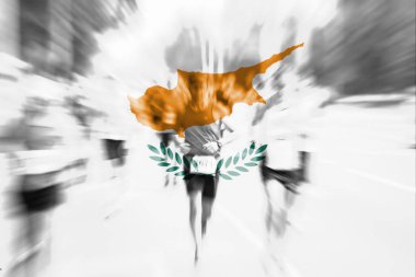 Maraton koşucusu Hareket Bulanıklığı Kıbrıs bayrağı karıştırma ile