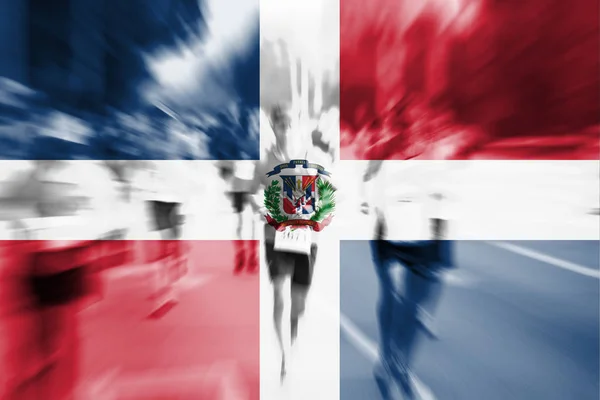 Marathon runner motion blur with blending  Dominican Republic fl — Stock Photo, Image