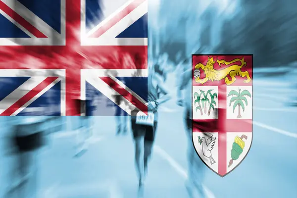 Μαραθώνιος runner κίνηση blur με ανάμειξη σημαία των Φίτζι — Φωτογραφία Αρχείου