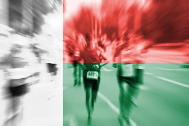 Maraton koşucusu Hareket Bulanıklığı Madagaskar bayrağı karıştırma ile