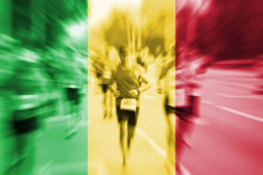 Maraton koşucusu Hareket Bulanıklığı Mali bayrağı karıştırma ile