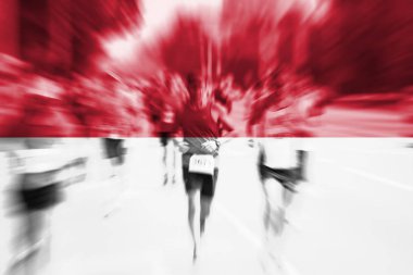 Maraton koşucusu Hareket Bulanıklığı Monaco bayrağı karıştırma ile