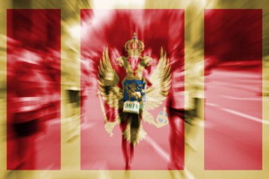 Maraton koşucusu Hareket Bulanıklığı Karadağ bayrağı karıştırma ile