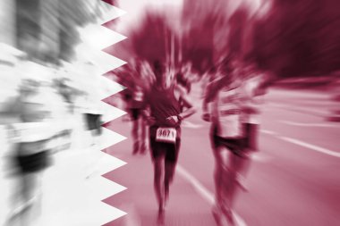 Maraton koşucusu Hareket Bulanıklığı Katar bayrak karıştırma ile