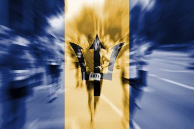 Maraton koşucusu Hareket Bulanıklığı Barbados bayrağı karıştırma ile